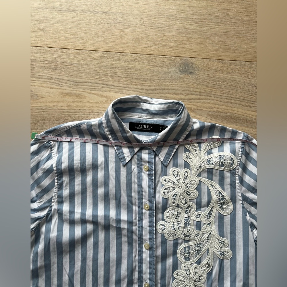 Ralph Lauren Striped Button-Down with Floral Lace - Picture 4 of 9